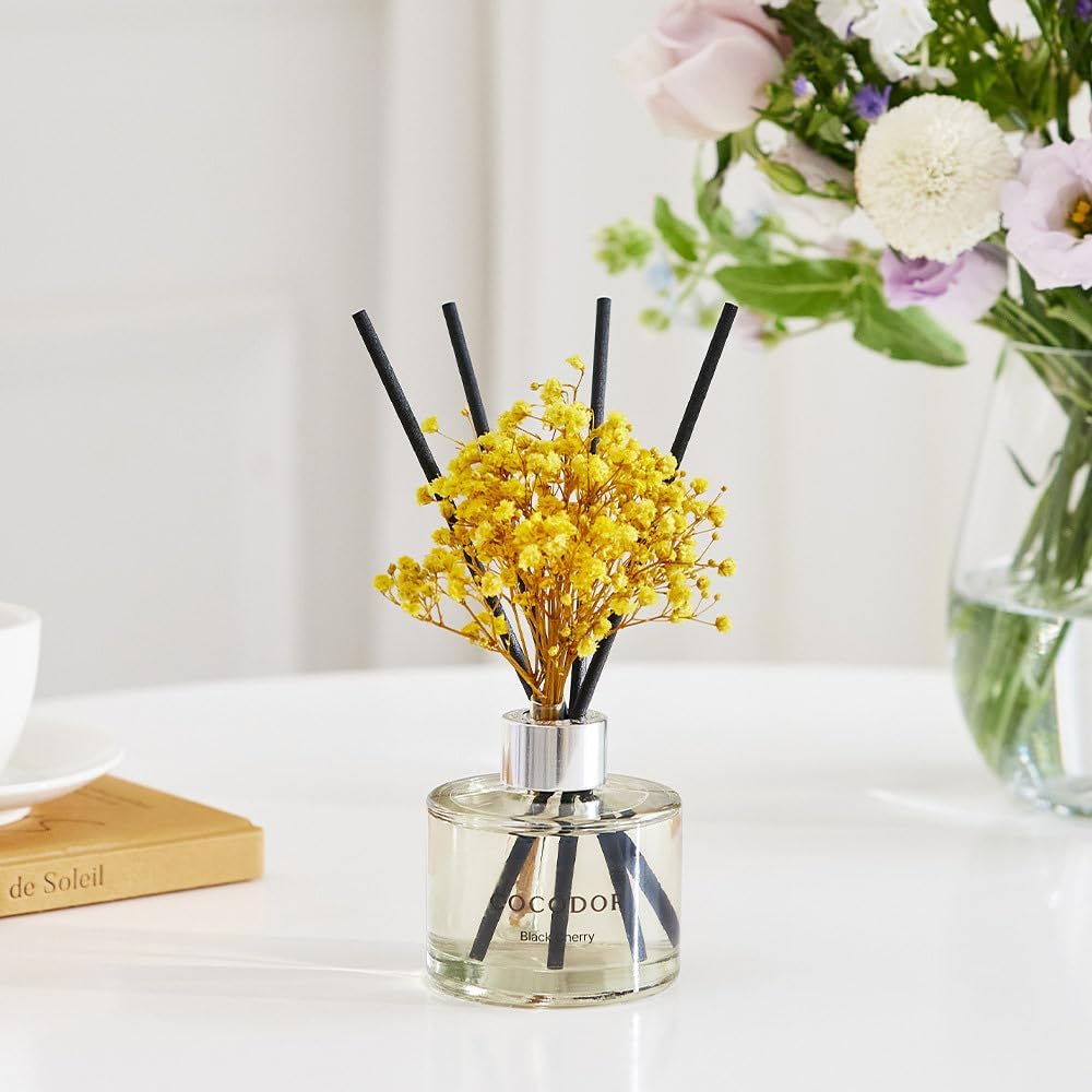COCODOR Preserved Flower Reed Diffuser/Freesia&Pear/6.7oz/1Pack / Home Fragrance Scent Essential Oil Stick Diffuser for Bedroom Bathroom Home Décor