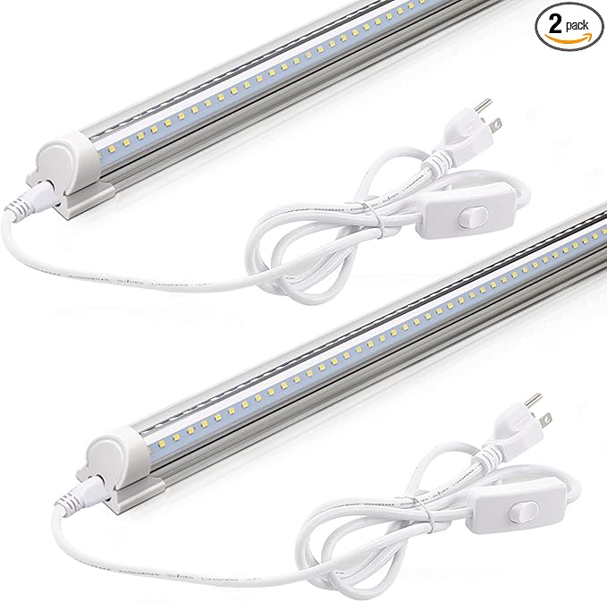 Barrina LED Shop Light 2FT, 20W 3000LM 6500K, T8 LED Light Fixture, Clear Cover, Ceiling and Utility Linkable Tube Lights ...