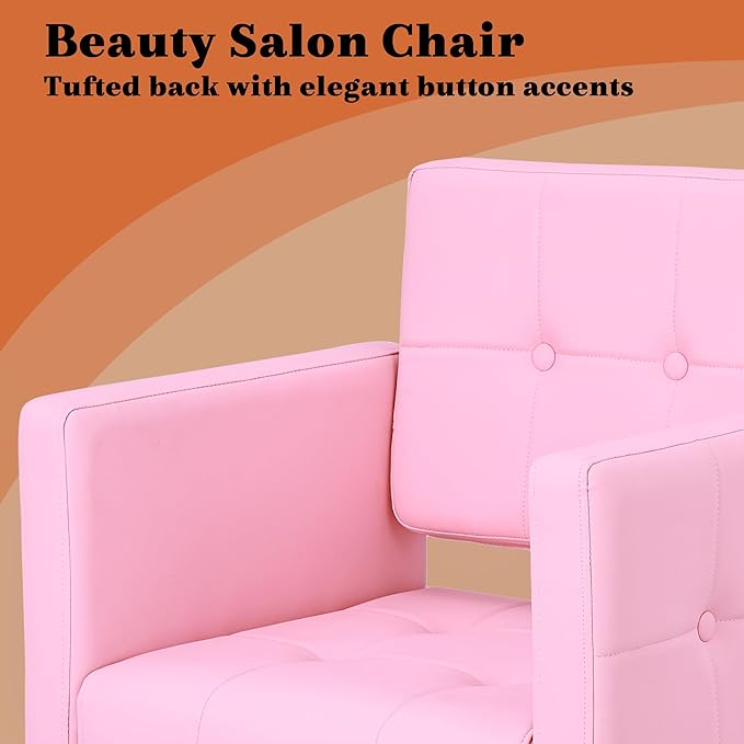 Pink Styling Chair for Hair Stylist,Wide Seat Hydraulic Hair Salon Chair Barber Chair, 360° Swivel,Recline 135°，Beauty Spa Cosmetology Shampoo Hairdressing Braiding Tattoo Chair for Women