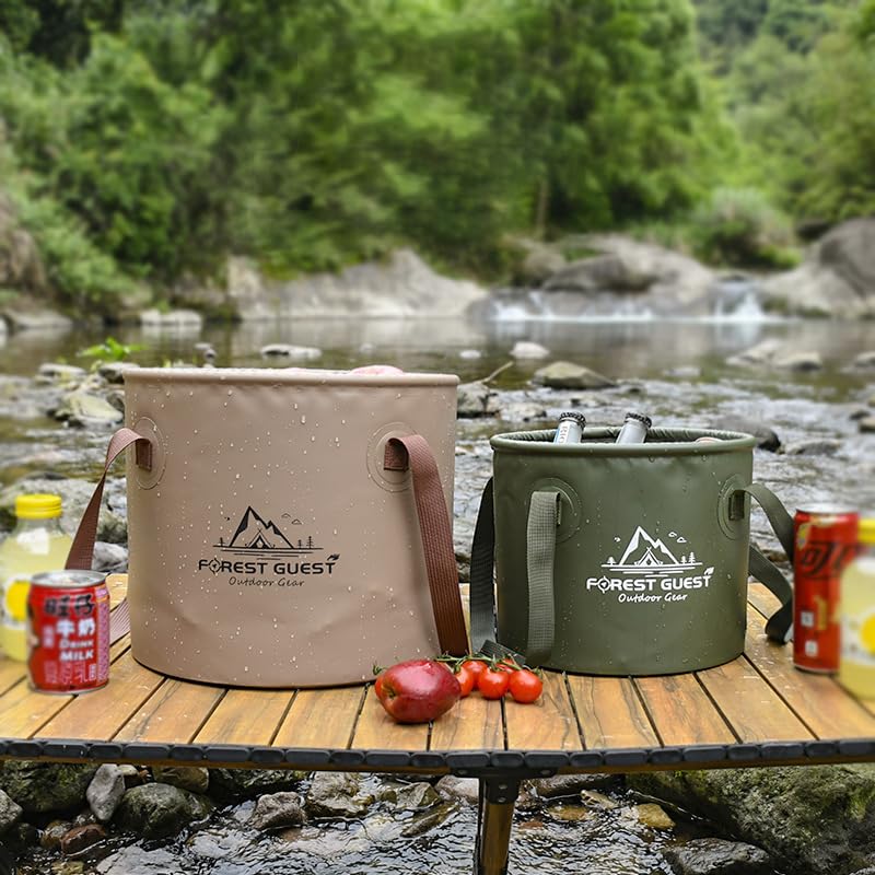 Outdoor Collapse Pro Foldable Water Bucket‌ – Your Ultimate Companion for Outdoor Adventures! (Army Green, 20L)