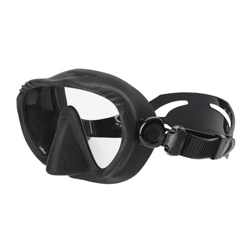 SCUBAPRO Ghost Scuba Dive Mask, Low-Volume Frameless Design w/Ultra Clear Single Lens, Silicone Skirt and Easy-Adjust Strap Buckles, Black