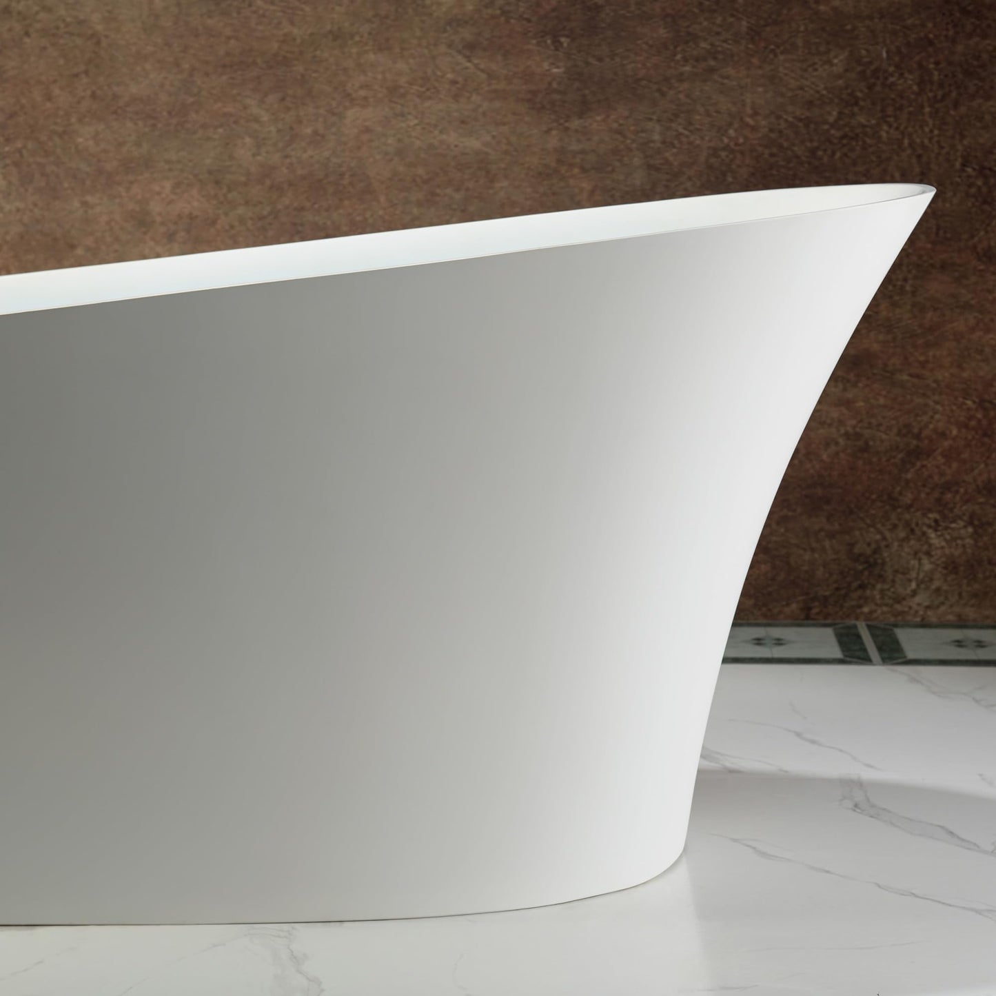 WOODBRIDGE 67 in. x 29.5 in. Stone Resin Luxury Contemporary Solid Surface Freestanding Bathtub in Matte White