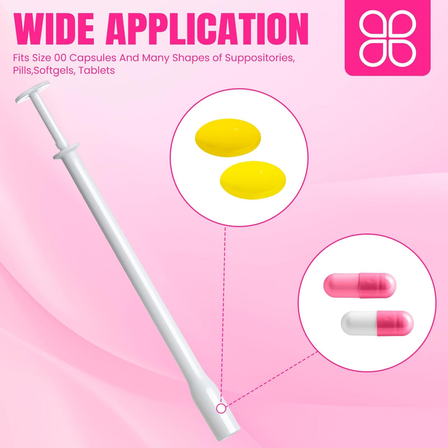 TENKAIWICK 30 Pack Disposable Vaginal Suppository Applicator for Women, Vaginal Applicator fits Size 0/00 Cap-Sules and Most Pills, Tablet Suppositories, Individually Wrapped