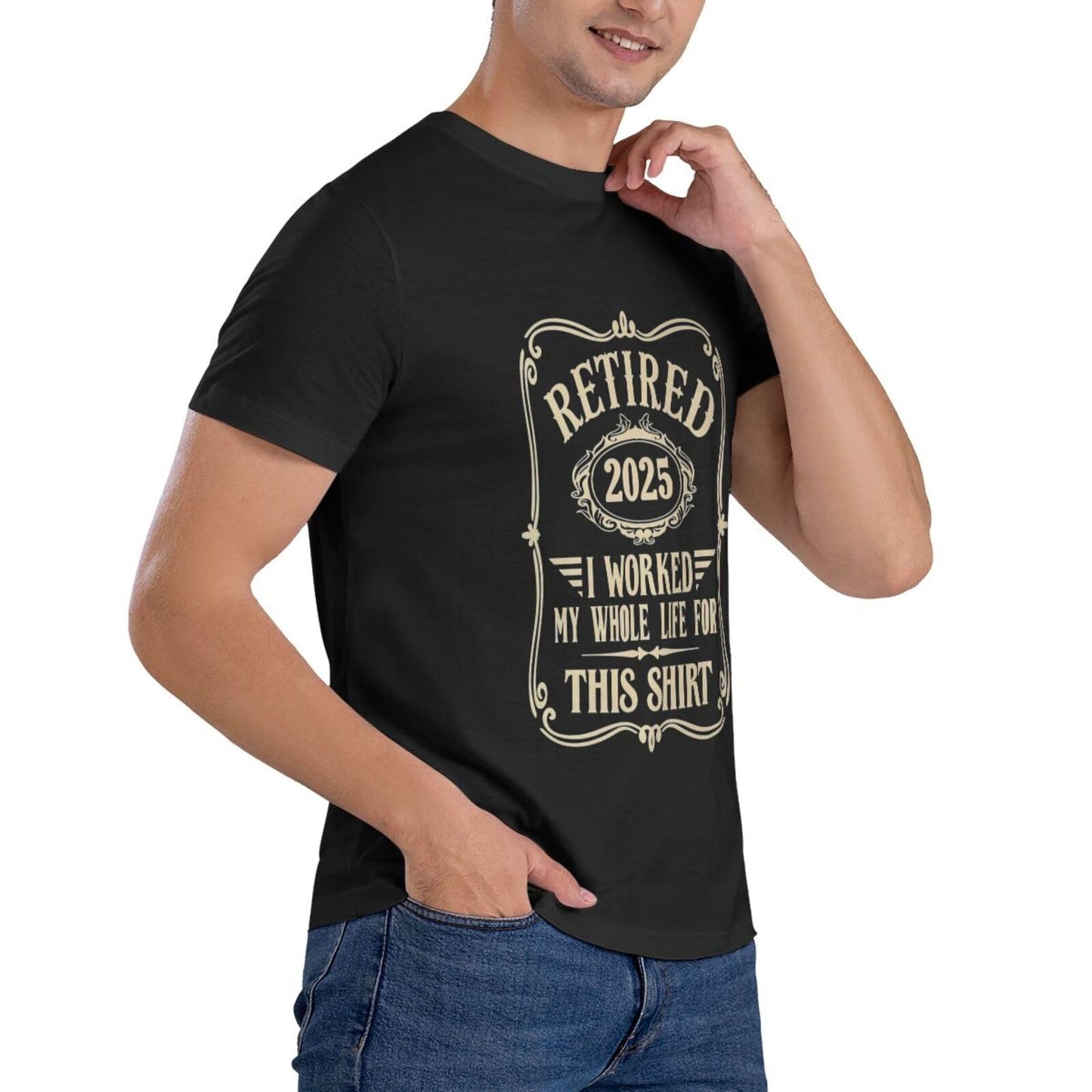 Retirement Gifts for Men, Retired 2025 Shirt, Funny Retirement T-Shirt, Father's Day Christmas Birthday Party Decorations for Dad Papa Grandpa Husband Black