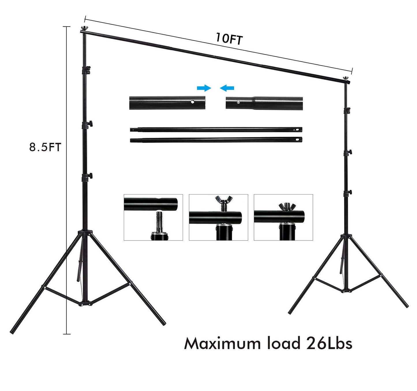 HYJ-INC Photo Video Studio 10 x12ft 100% Cotton Muslin Chromakey Green Screen Backdrop with 8.5 x 10ft Stand Photography Background Support System Kit Clamp, Carry Bag