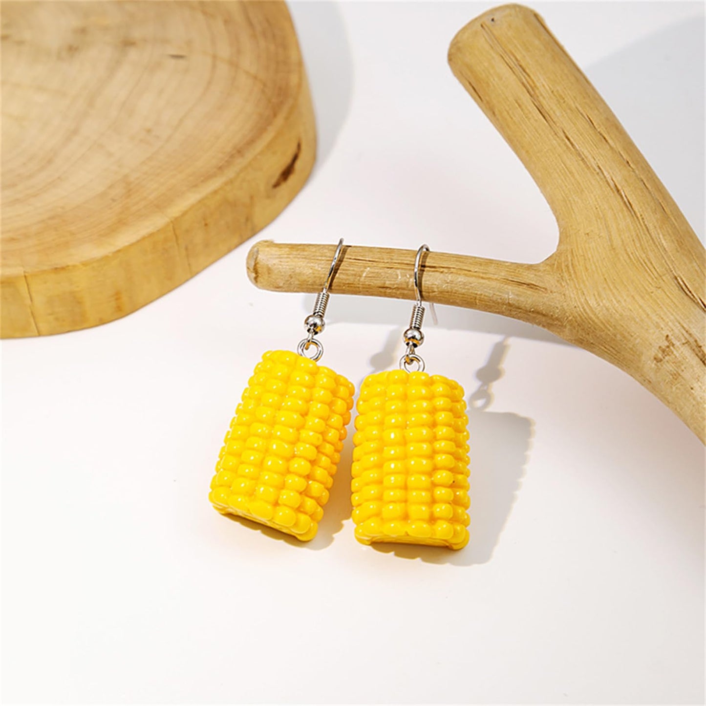 MALOYANVE Corn Earrings for Women 3D Funny Resin Handmade Lightweight Statement Lifelike Food Dangle Drop Earrings Thanksgiving Day Holiday Jewelry Gifts (Long)