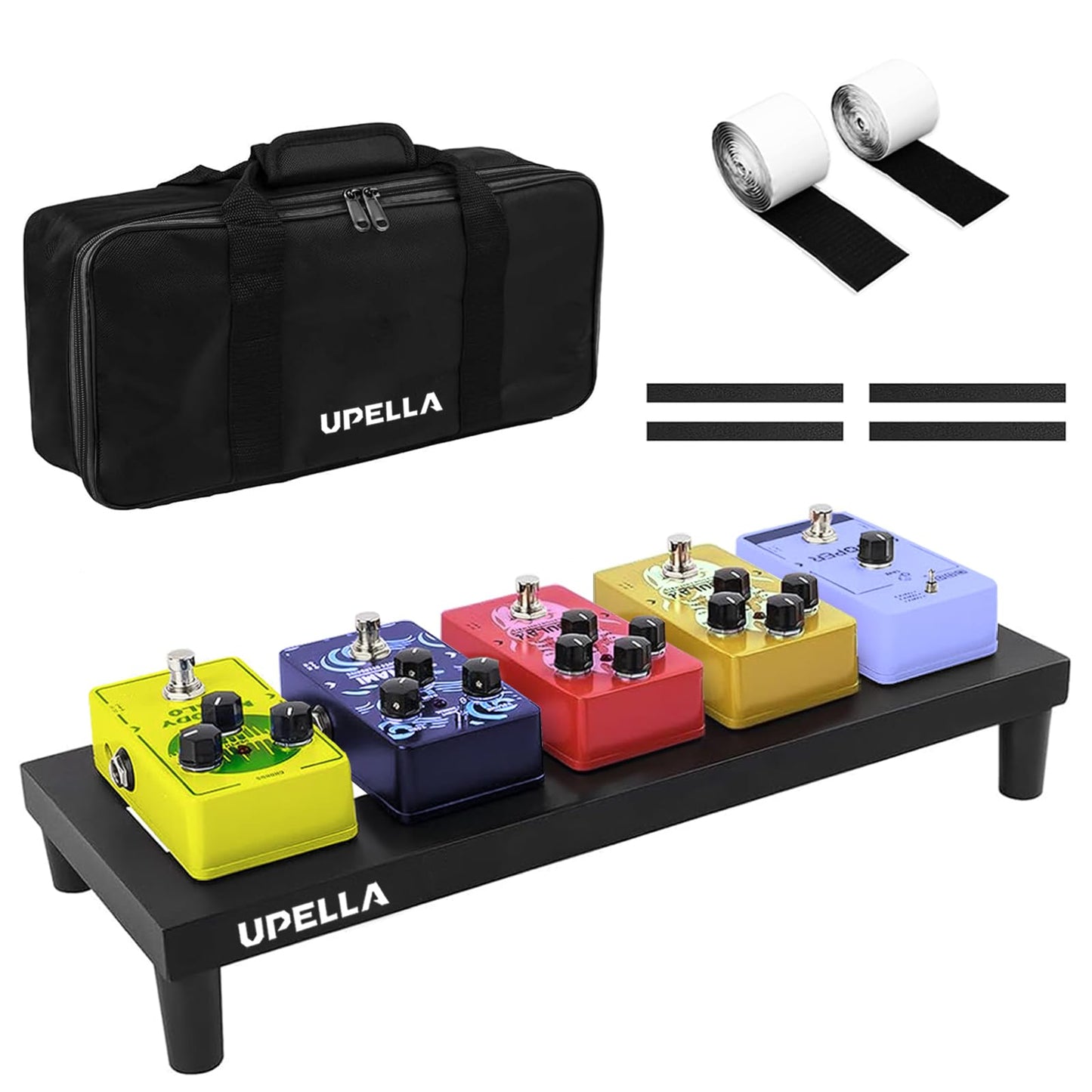 Upella Guitar Pedal Board With Carry Bag Hook Loop, Aluminum Alloy Lightweight Effect Pedalboard 15 X 5.7 Black