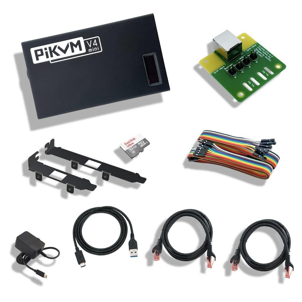 PiKVM V4 Mini IP KVM - Compact Metal Remote Access Switch for Servers