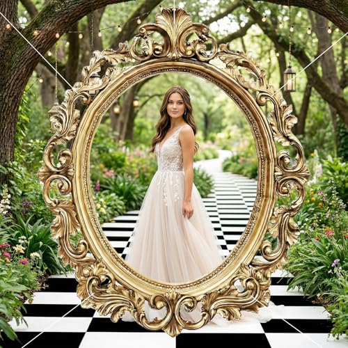 Tea Party Decoration Photography Backdrop Gold Mirror Themed Photo Booth Props Hanging Banner Background for Baby Shower B...