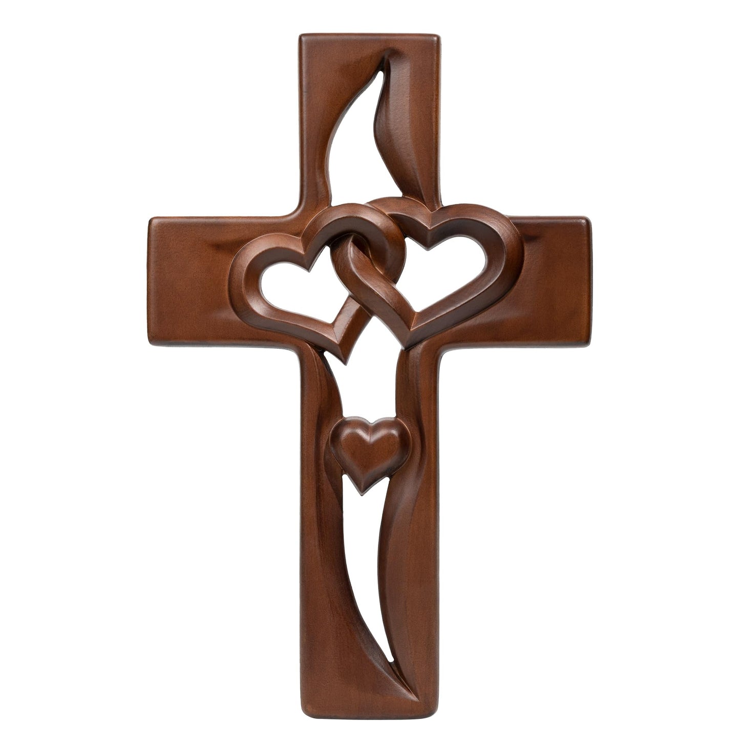 BGCOPPER Marriage Cross for Wall Love Wall Decor, Handmade Wooden Intertwined Heart Wall Cross for Wedding Valentine Christmas Gift - 10 Inch