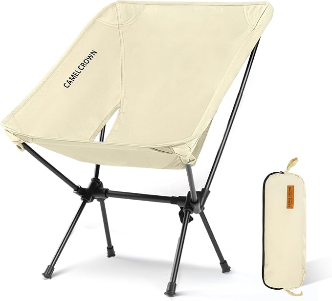 CAMEL CROWN Portable Camping Chair Folding Compact Lawn Lightweight Backpacking Chair with Carry Bag for Outdoor Hiking Be...