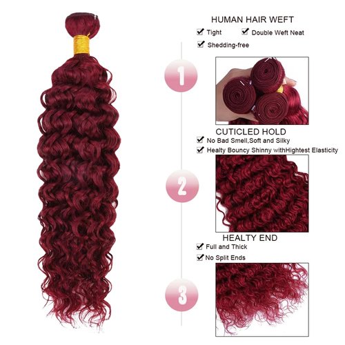 Burgundy Human Hair Bundles 99j Water Wave Bundle 22 24 26 inch Red Human Hair Weave Bundles Burgundy Water Wave Bundle