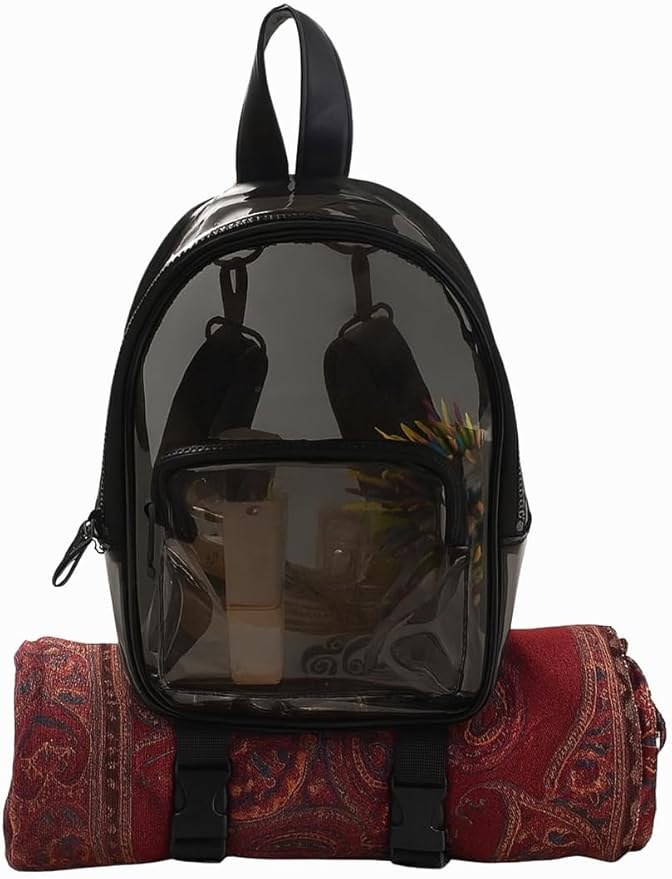 OTW Anti-Theft Black Clear Transparent Small Mini Backpack Convertible Straps Crossbody for Raves Stadium Festival Concert...