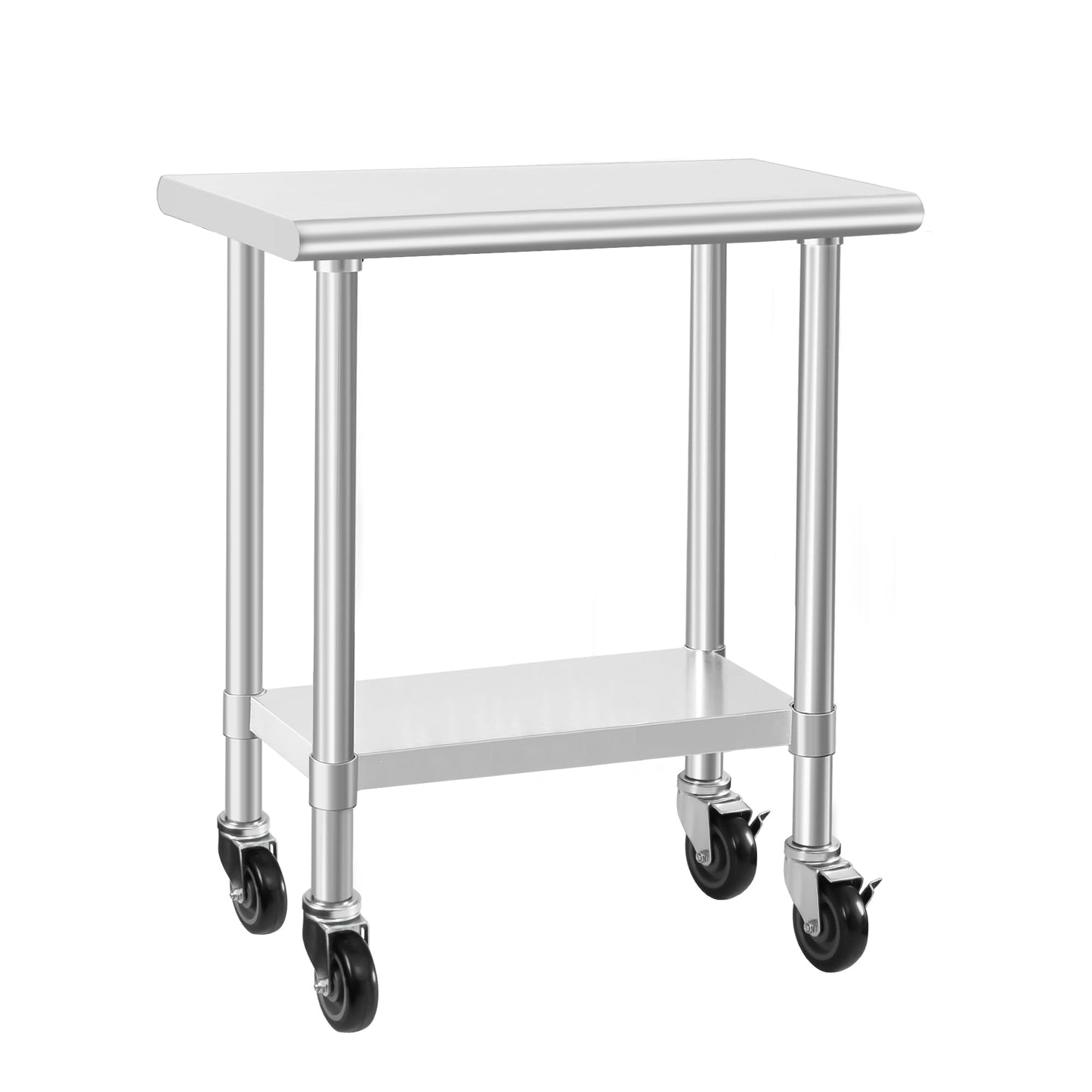 HARDURA Stainless Steel Commercial Table Prep & Work Table with Casters Heavy Duty Metal Table with Wheels NSF 430 18×30 Inches