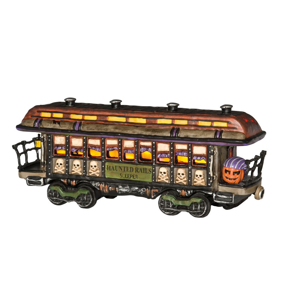 Department 56 Snow Village Halloween 10th Anniversary Haunted Rails Passenger Car Lit House