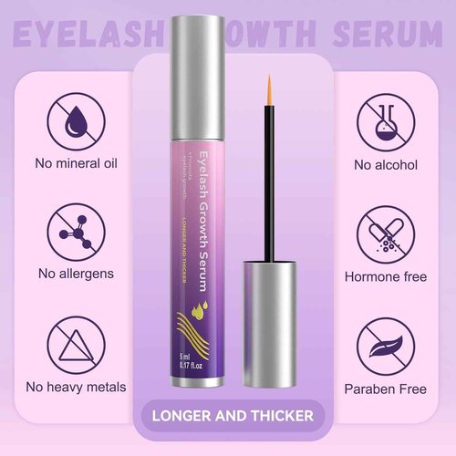 Eyelash Growth Serum, Premium Lash Serum Promotes Longer, Thicker（Gold）