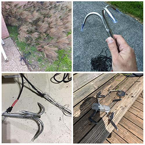 MHDMAG Grappling Hook with 3-Claw Stainless Steel,3 Claw Climbing Carabiner Hook for Retrieving,Outdoor Hiking,Tree Limb R...