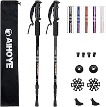 Aihoye Hiking Trekking Poles, 2 Pack Collapsible, Lightweight, Anti Shock, Walking Sticks, Adjustable Hiking Pole for Men ...