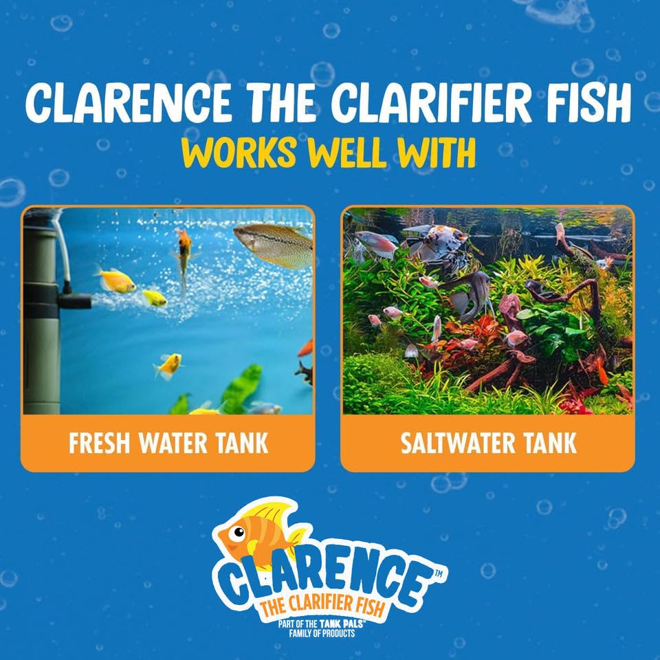 Clarence the Clarifier Fish Aquarium Water Clarifier | Clear Cloudy Fish Tank Water Treatment, Safe for Freshwater & Saltw...