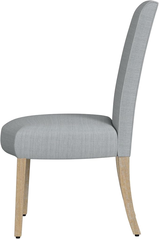 Homepop Scalloped Detail Dining Chair|Upholstered Parsons Dining Chairs |Decorative Home Furniture, Light Gray Woven (Set of 2)