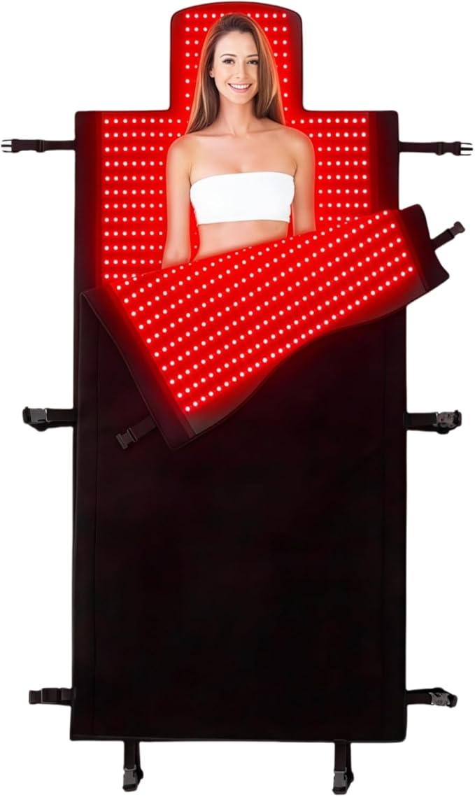 FUIART 2026 Upgraded Dual Wavelength LED Beads 660nm&850nm Red Light Therapy Blanket Full Body, Used to Face and Body Pain...