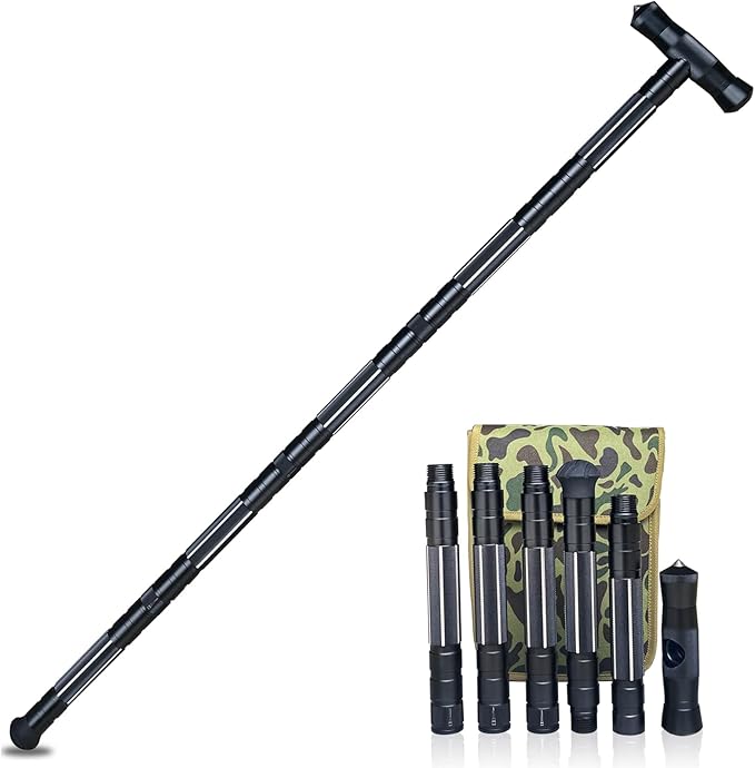 Autuveen Hiking Tactical Stick Walking Staff,Portable Walking Sticks Trekking Poles Outdoor Multitool Camping Gear for Men...
