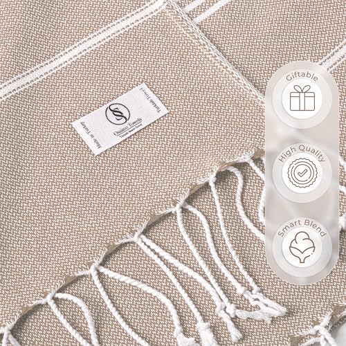 Ossano Turkish Beach Towel Absorbent & Quick Dry Oversized (39" x 71") - Decorative, Versatile and Functional as Yoga Mat,...