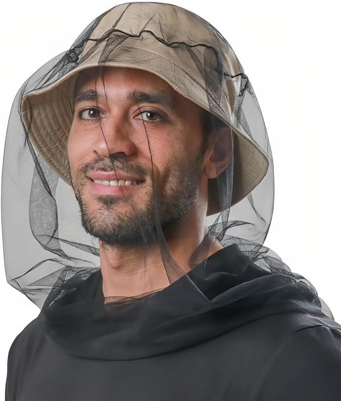 Premium Mosquito Head Net with Drawstring - Extra Fine Mesh & Breathable Design for Camping, Hiking, Fishing | Adjustable ...