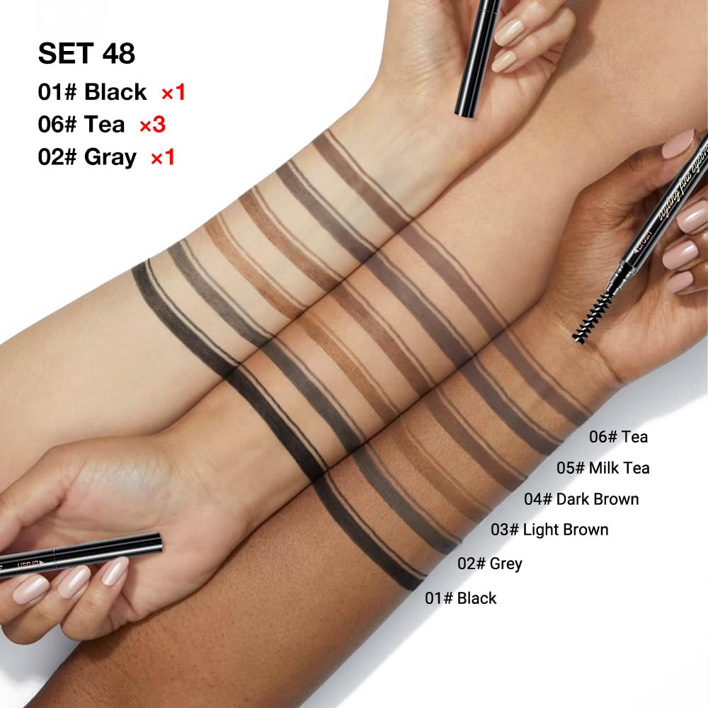 5 Pcs Dual-Sided Auto-rotate Ultra-Fine Tip Eye Brow Pencils Pack,Draws Tiny Precise Brow Makeup, Defines, Fills Brows, Shapes,