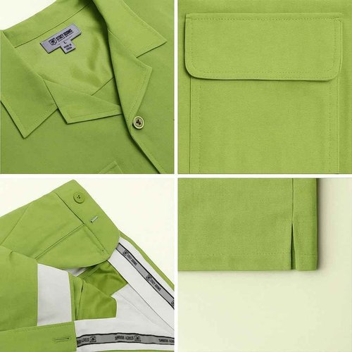 STACY ADAMS Men's Linen Shirt Pant Set (4XL/48, Green)