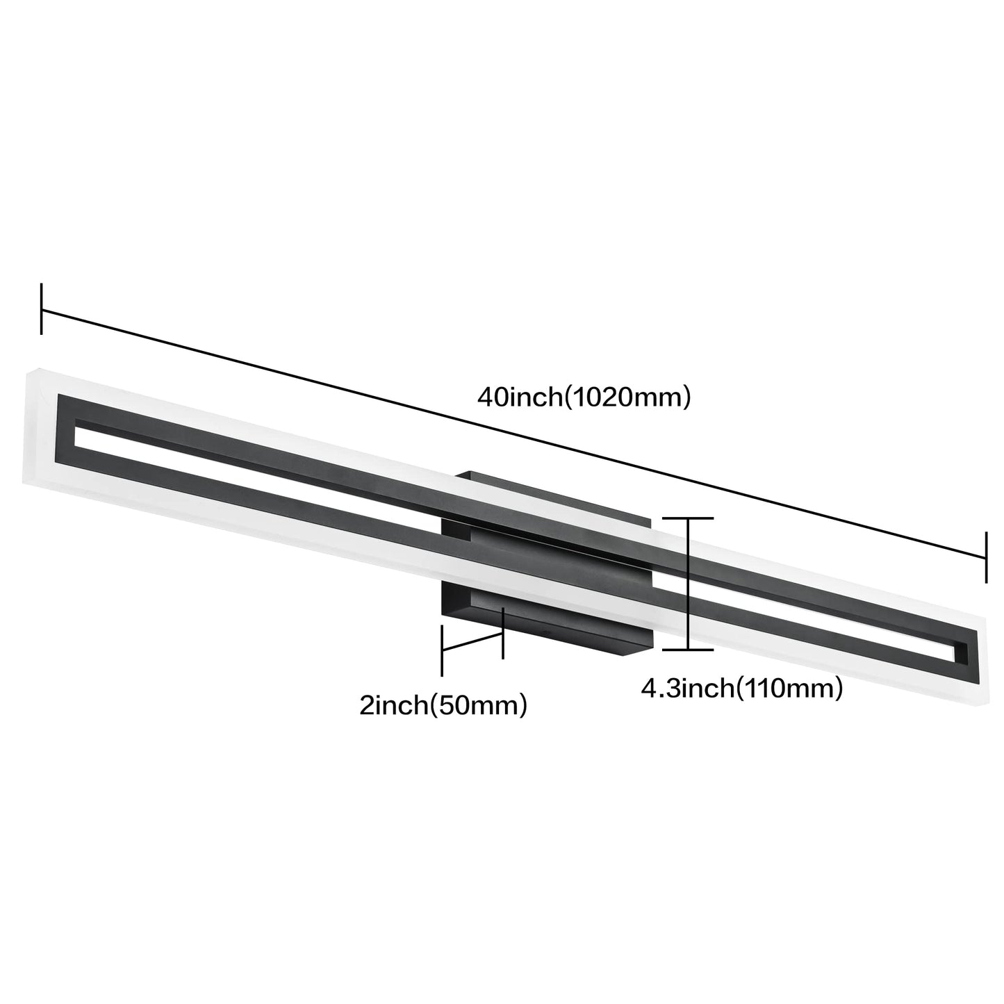 SOLFART Vanity Light Bathroom Light Fixtures Over Mirror Bathroom Vanity Light Fixtures Black Modern Light Fixture 6000K
