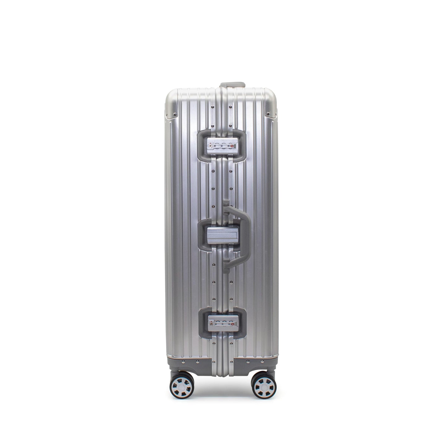 Gabbiano All-Aluminum Luggage Zipperless Suitcase (30” Large) – Aluminum-Magnesium Hardside Spinner with TSA Latch Locks, 22x14x9 (Silver, Large 30")