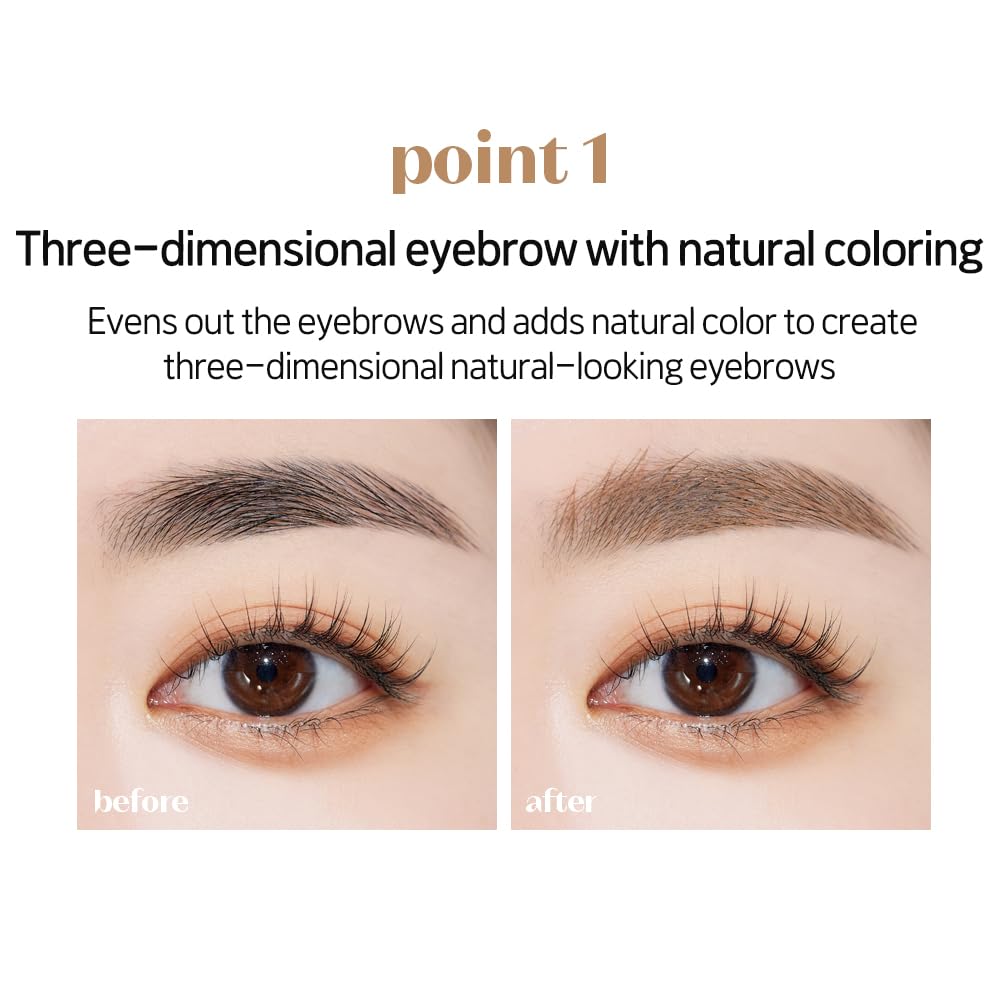 ETUDE Color My Brows, Brow Mascara, 3D Natural Coloring, Beeswax & Carnauba Wax, Moisturizing Brow Care, Eyebrow tint, Soft Gel
