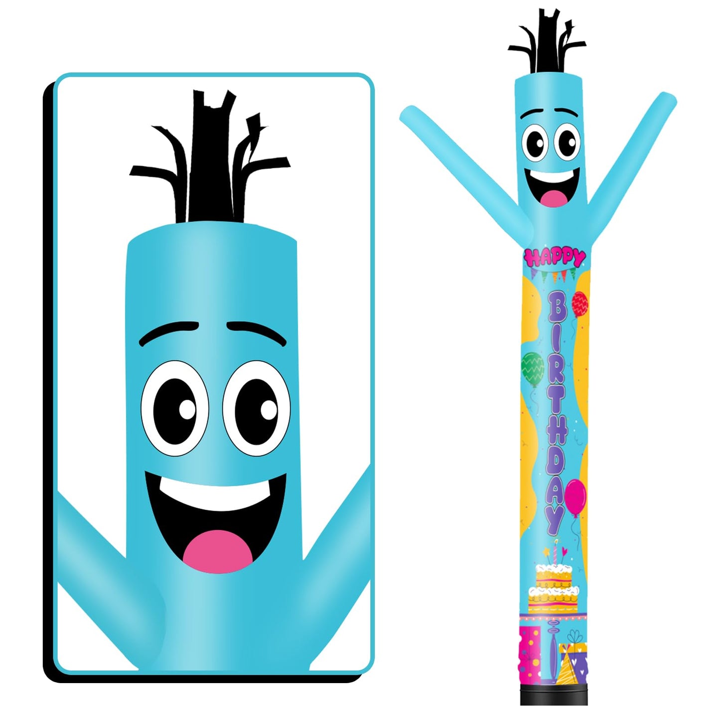 GOODENY 10FT Tall Happy Birthday Inflatable Tube Man (12''Diameter) Wacky Wavy Dancing Guy for Outdoor Decoration Advertising Business Promotion (Blower Not Included)