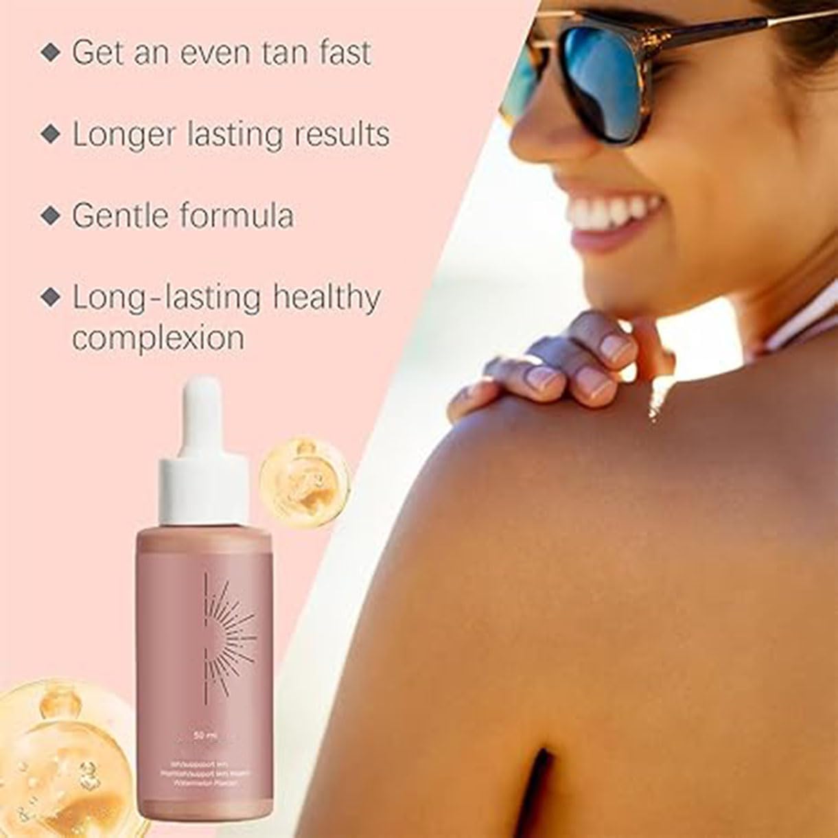 Sunless Tanning Drops To Drink, Drinkable Sunless Tanning Drops, Moisturizing Tanner for Face and Body, for All Skin Types(1PCS