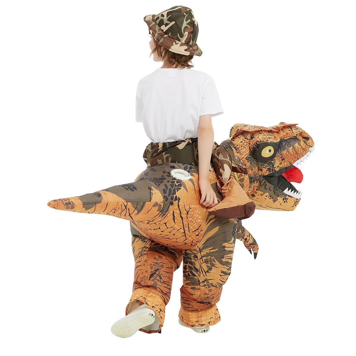 GOOSH Inflatable Dinosaur Costume Kids –Halloween Party Blow up T Rex Outfit, Breathable Fabric, Lightweight & Flexible for Cosplay, Parades (4-6Yrs)