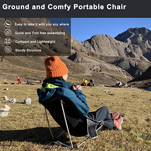 EASDRIL Ultralight Folding Camping Chair Low Lightweight Foldable Camp Chairs with Carry Bag for Hiking, Backpacking, Picn...