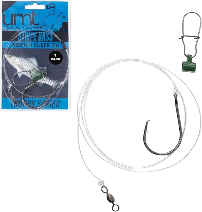 UMT 1,5 & 10-Pack Slider Fishing Rigs 6/0 Circle Hook for Striped Bass - Superior Saltwater Fishing Gear - Robust Slider, ...