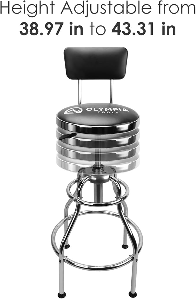 Olympia Tools 82-738 Adjustable Hydraulic Work Stool, Black