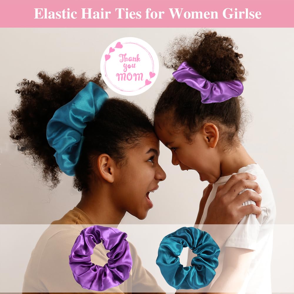 2+2 Satin Bonnets with Scrunchies for Kids, Cute Hair Bonnets for Girls Sleeping Curly Hair, B