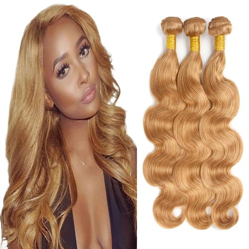 Ailabi Brazilian Honey Blonde Human Hair Bundles 14 16 18 Inch Body Wave Bundles Human Hair 11A Unprocessed Virgin Quick Weave Hair for Black Women