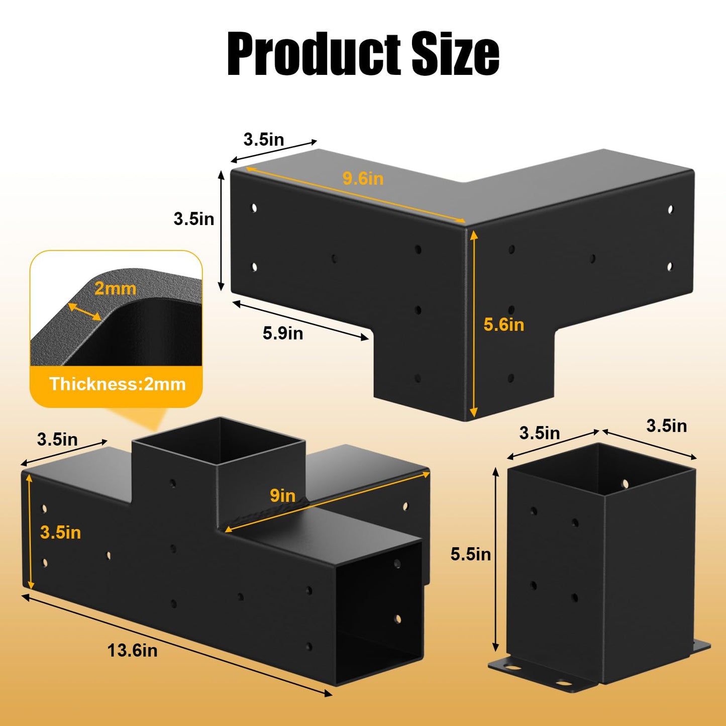 Pergola Kit, Pergola Bracket kit for 4"x 4" (Actual 3.5" X 3.5") Lumber, DIY Pergolas Brackets with 3-Way & 4-Way Corner Bracket, Gazebo Brackets Kits for Gardens, Pergolas, Courtyard (12 pc)
