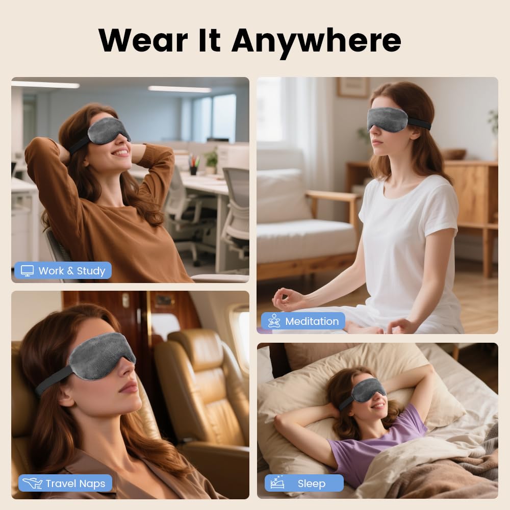 Microwave Heated Eye Mask, Steam Warm Compress for Dry Eyes, Work with Relieve, Blepharitis & Stye Treatment (Gray)