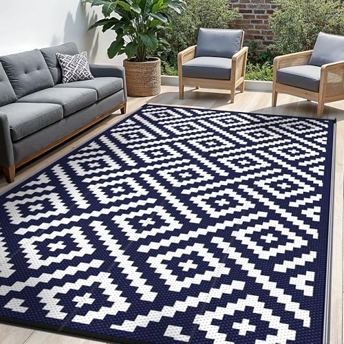 sarben Outdoor Rug for Patio - Waterproof Plastic Straw Camping Rugs 6x9 ft, Reversible Outdoor Indoor RV Mat Carpet for P...