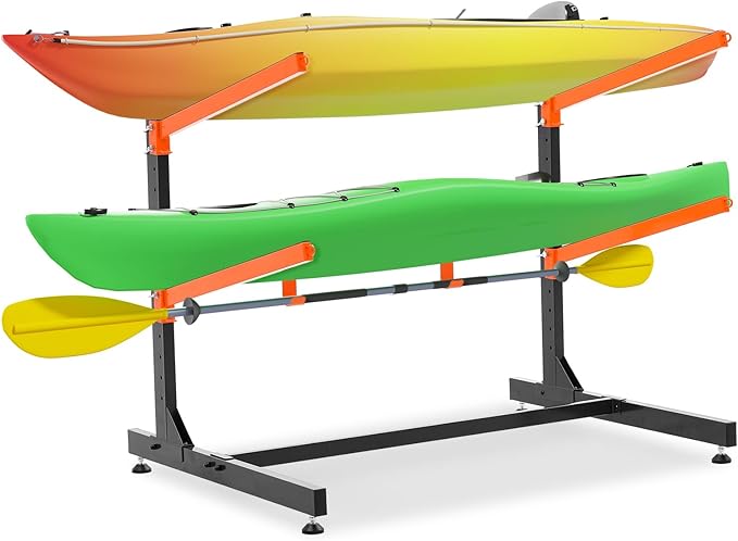 UOKRR Kayak Storage Rack, Freestanding Kayak Racks for Garage, Heavy Duty Adjustable Kayak Stand Indoor Outdoor Storage Ra...
