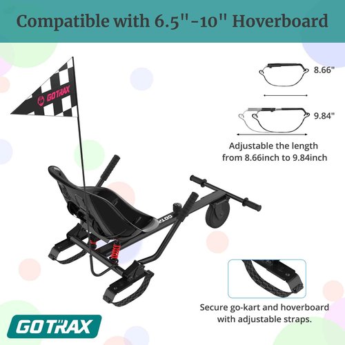 Gotrax Hoverboard Attachment with Rear Shock Absorption, Hoverboard Go Kart(BLA)