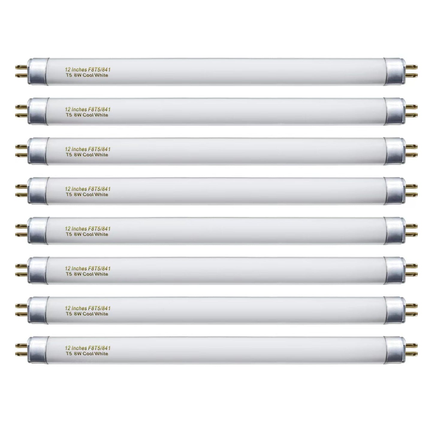Konideke 8 Pack F8T5/CW Fluorescent Bulbs, T5 12 inch 8 Watts Under Cabinet Light Bulb Cool White, G5 Mini Bi 420 Lumen