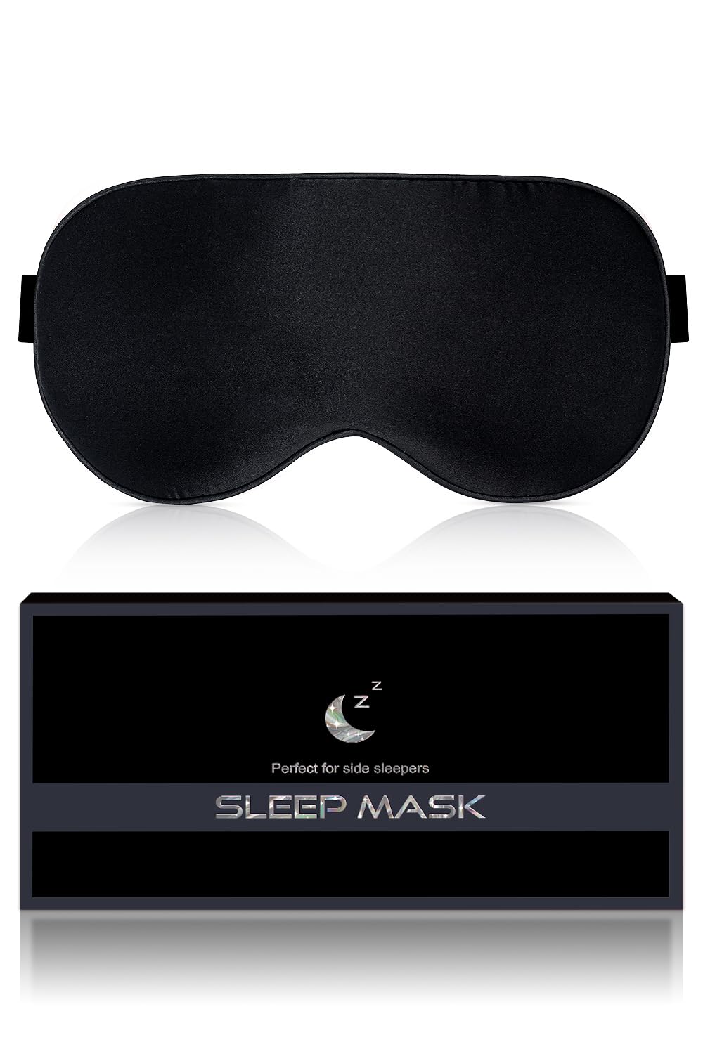 BLSSNZ Silk Sleep Mask for Women and Men - Soft Breathable Organic Natural Mulberry Silk Fabric Blackout Eye Mask with Adjustable Straps No Pressure Eye Mask for Travel Essentials Gifts (Black)