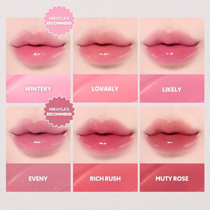 TIRTIR [*Mini Size Waterism Tinted Lip Gloss #24 Lovably, 0.06 Fl Oz – Kiss Ready Lipgloss, 12H Long Lasting Non Sticky Natural Tinted Glow Korean Multiuse Cheek and Lip Tint for Women gift