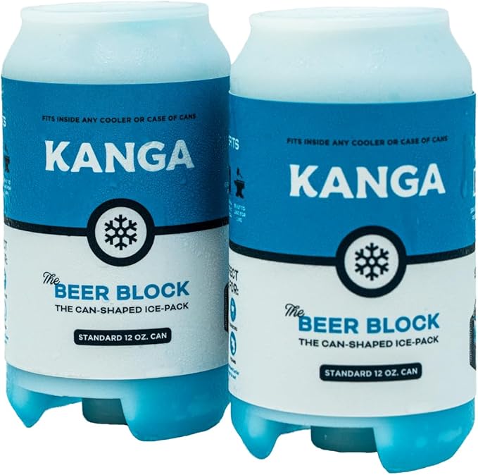 Kanga Beer Blocks Slim Can Shaped Ice Pack - Keep Drinks Cold for 9 Hours | Reusable for Cooling Food/Beverages | Durable ...